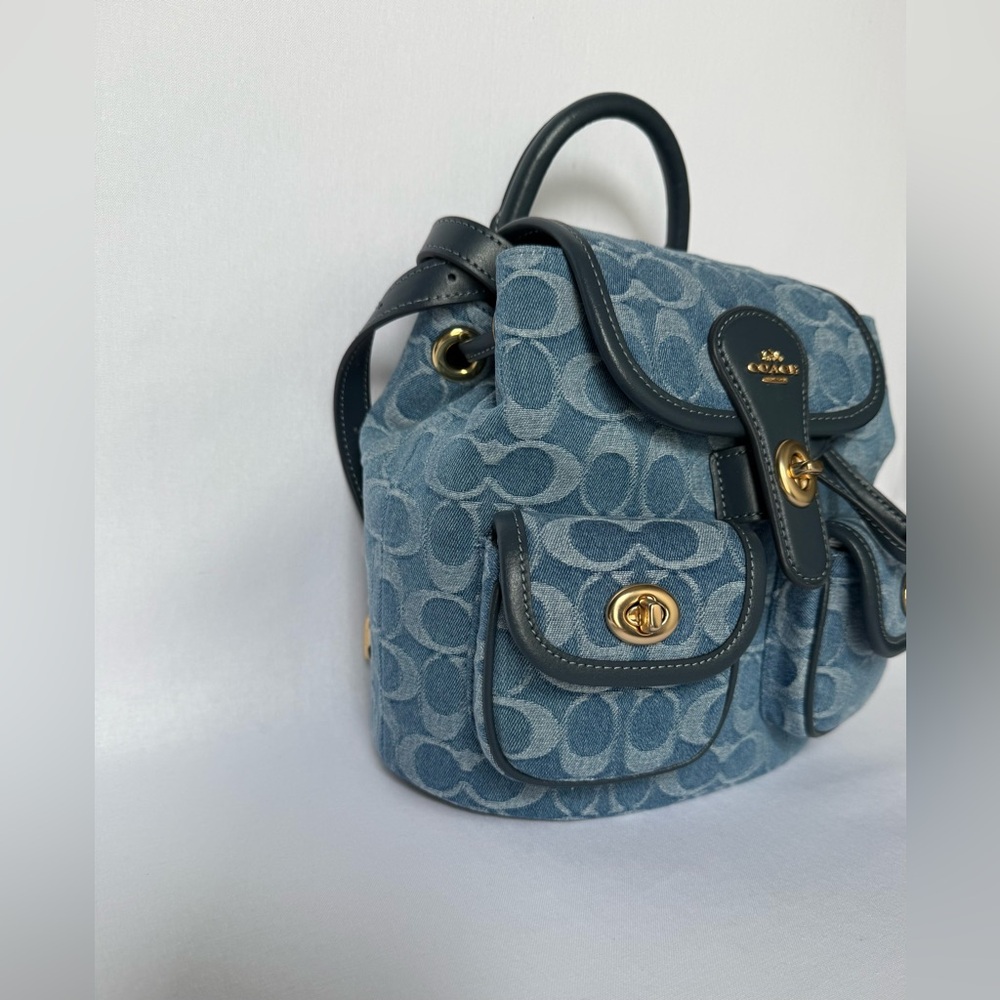 NWT Coach Hadley Backpack Signature blue Denim  /Gold hardware CDB95 - Picture 6 of 14